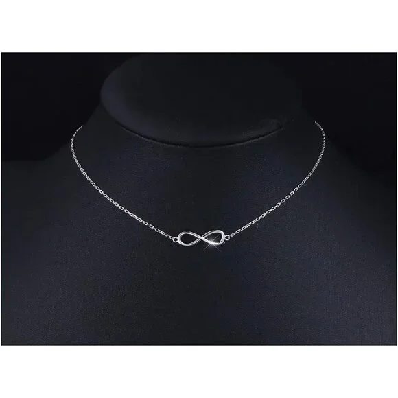 925 Silver Infinity Choker Necklace for Women, Adjustable, Elegant